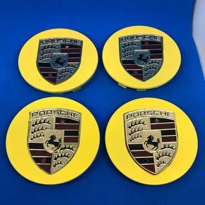 COPY - 4 Porsche center cap custom made yellow